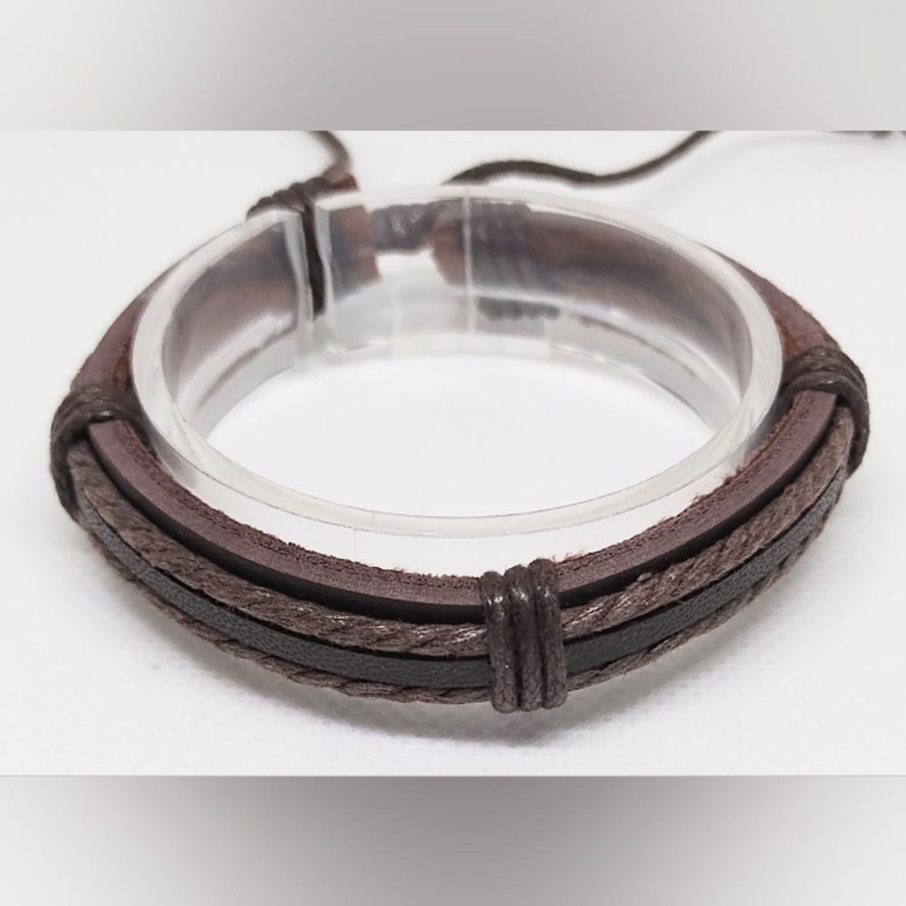 Men's Bracelet Leather Layered Brown New f20